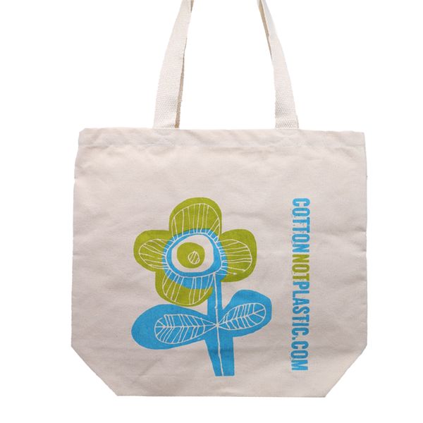 Katoenen Tas - Heldere Bloem - (4x mixed Ontwerp)