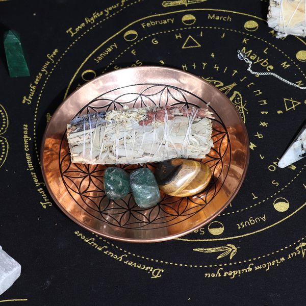 Koperen Offer-/Smudge Schaal – Levensbloem