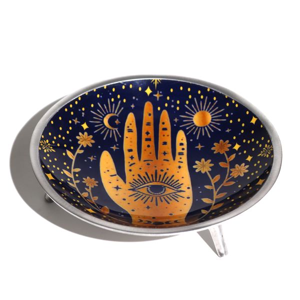 Driedelige Enamel Offerschotel – Hamsa Middernachtblauw