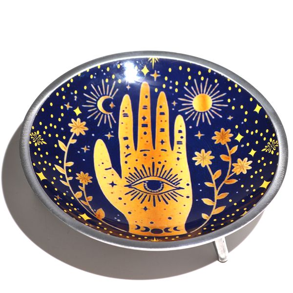 Driedelige Enamel Offerschotel – Hamsa Middernachtblauw