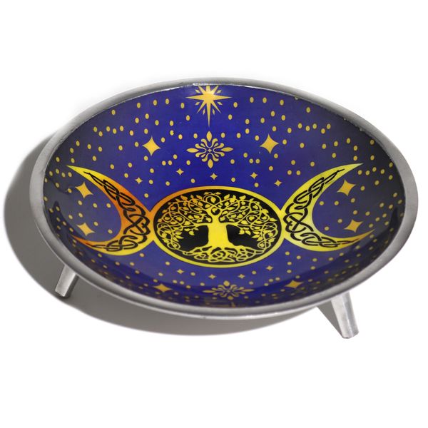 Driedelige Enamel Offerschotel – Paarse Drievoudige Maan