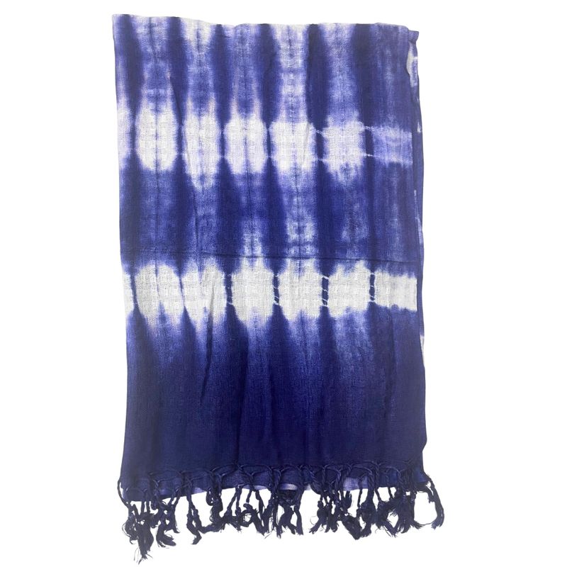 Boho Java Art Sjaal – Indigo Strepen – 62x200cm
