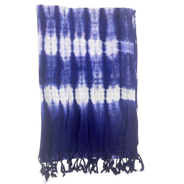 Boho Java Art Sjaal – Indigo Strepen – 62x200cm