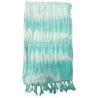 Boho Java Art Sjaal – Teal Strepen & Motief – 62x200cm