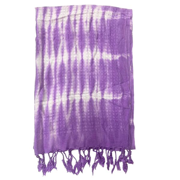 Boho Java Art Sjaal – Lavendelstrepen & Motief – 62x200cm