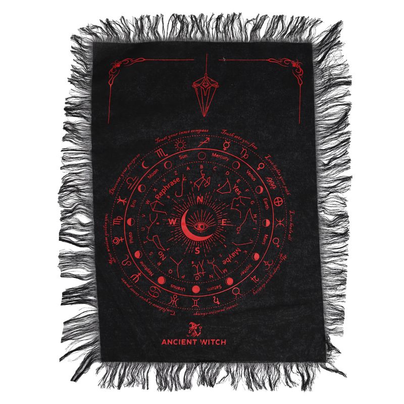Alziend Oog – Pendel Waarzegdoek – Zwart & Bloedrood