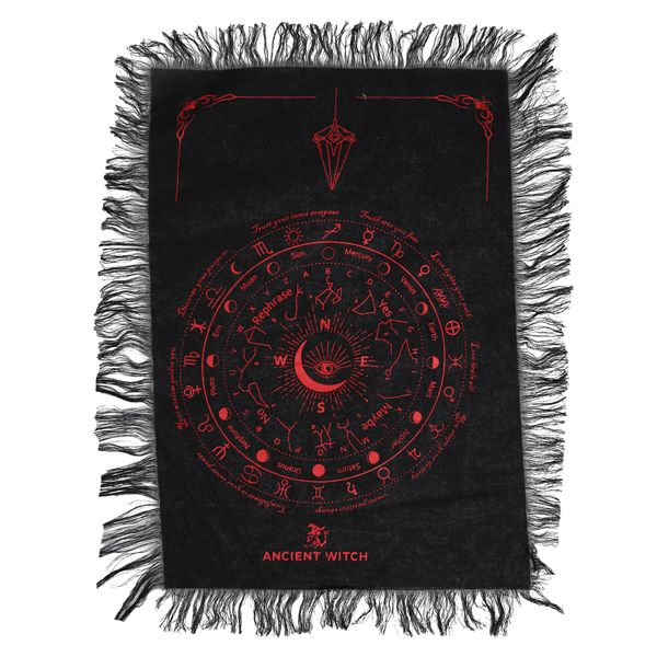 Alziend Oog – Pendel Waarzegdoek – Zwart & Bloedrood