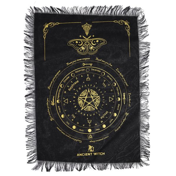 Mystieke Mot – Pendel Waarzegdoek – Zwart & Goud