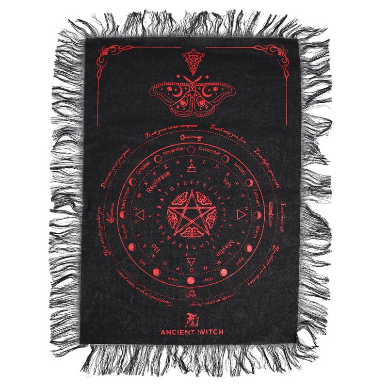 Mystieke Mot – Pendel Waarzegdoek – Zwart & Bloedrood