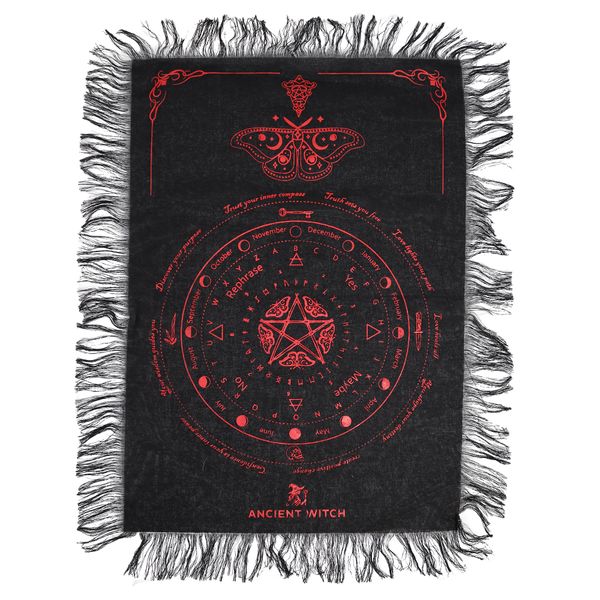 Mystieke Mot – Pendel Waarzegdoek – Zwart & Bloedrood
