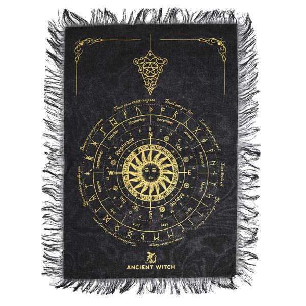 Zonnegezicht – Pendel Waarzegdoek – Zwart & Goud