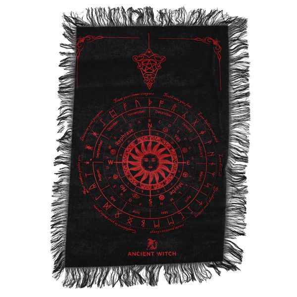 Zonnegezicht – Pendel Waarzegdoek – Zwart & Bloedrood