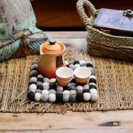 Felt Ball Vierkante Placemat - 20cm Multi Grijstint
