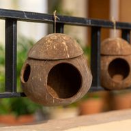 Natuurlijk Kokosnoot Vogelhuisje - met Haak - 13cm