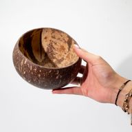 Lrg Natural Coconut Bowl - gepolijst - voor ambachtelijk gebruik - 10x14cm