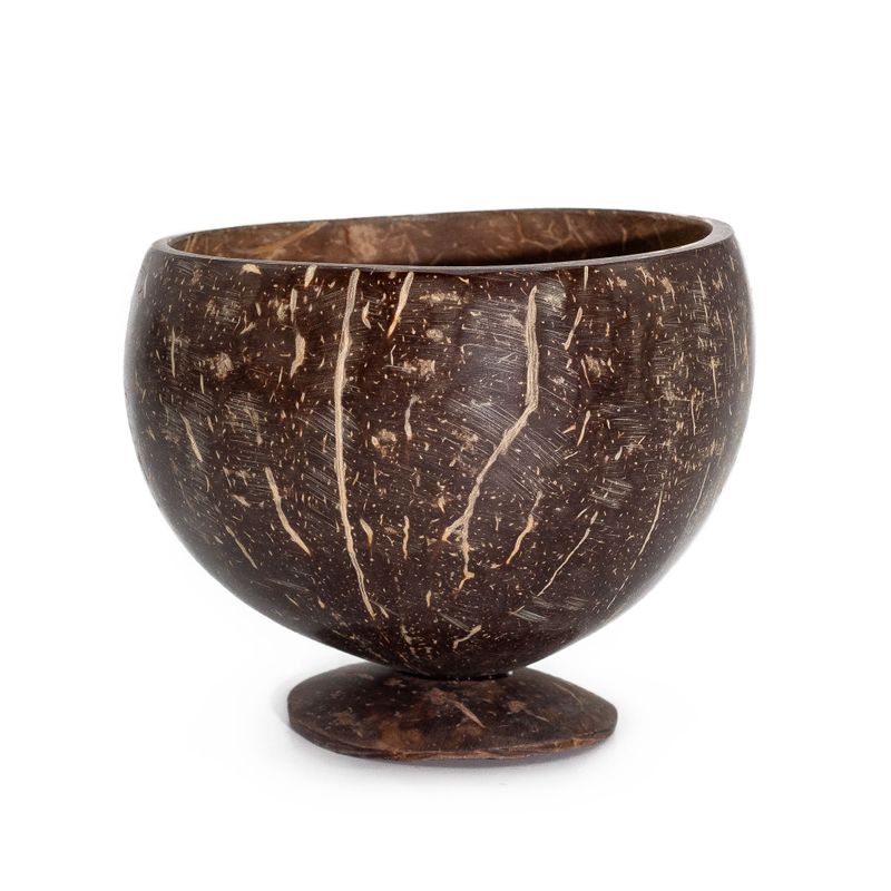 Sm Natural Coconut Bowl - gepolijst - voor ambachtelijk gebruik - 9x10cm op standaard
