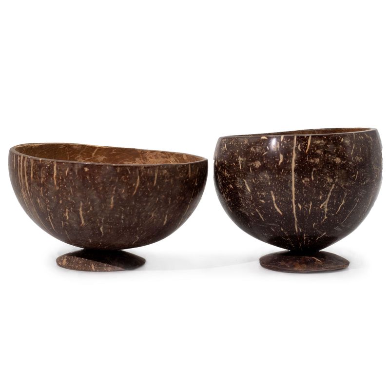 Med Natural Coconut Bowl - gepolijst - voor ambachtelijk gebruik - 8x13cm op standaard