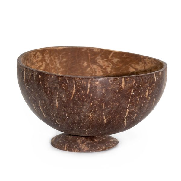 Med Natural Coconut Bowl - gepolijst - voor ambachtelijk gebruik - 8x13cm op standaard