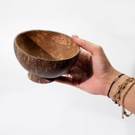 Med Natural Coconut Bowl - gepolijst - voor ambachtelijk gebruik - 8x13cm op standaard