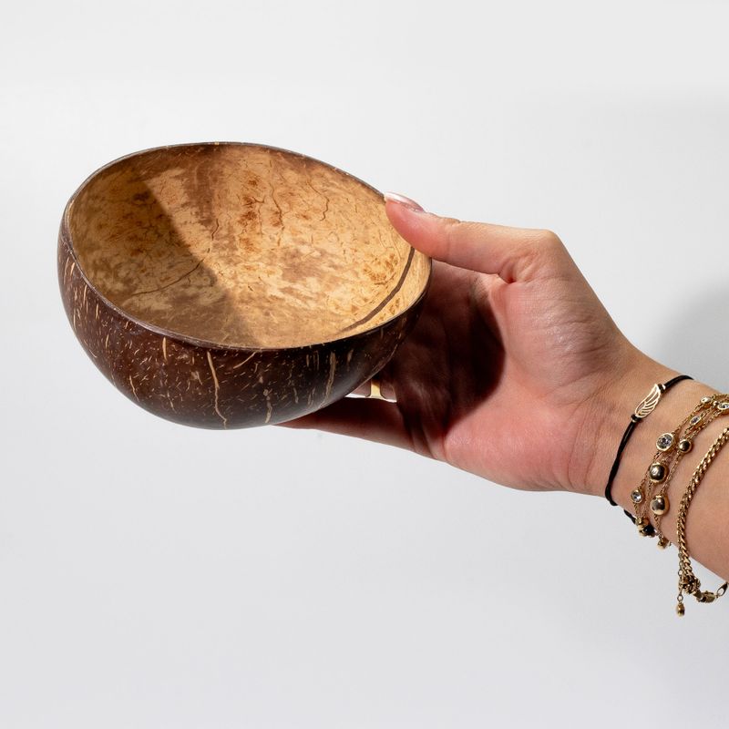 Med Natural Coconut Bowl - gepolijst - voor ambachtelijk gebruik - 6x13cm