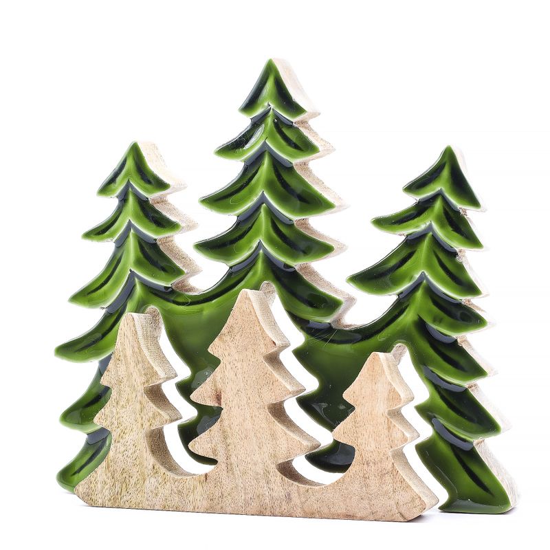 Lost in the Forrest - Drie Bomen 3D Houten Decoratie - 20x23cm
