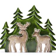 Lost in the Forrest - Twee Herten in het Bos 3D Houten Decoratie - 18x23cm