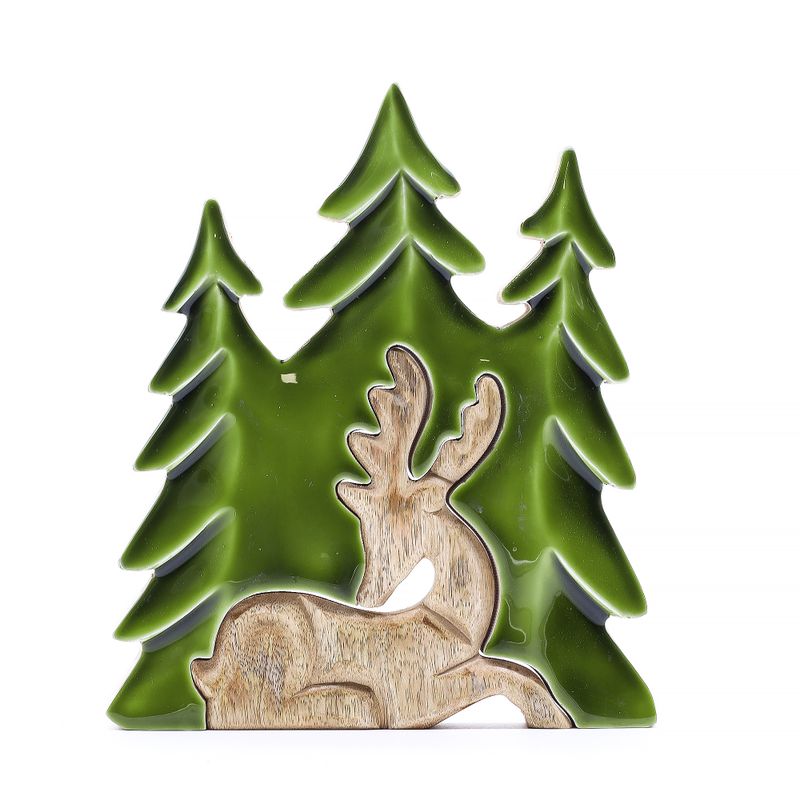 Lost in the Forrest - Hert in het Bos 3D Houten Decoratie - 23x20cm