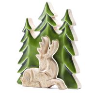 Lost in the Forrest - Hert in het Bos 3D Houten Decoratie - 23x20cm
