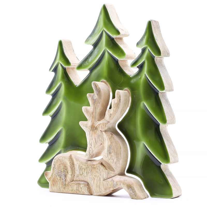 Lost in the Forrest - Hert in het Bos 3D Houten Decoratie - 23x20cm
