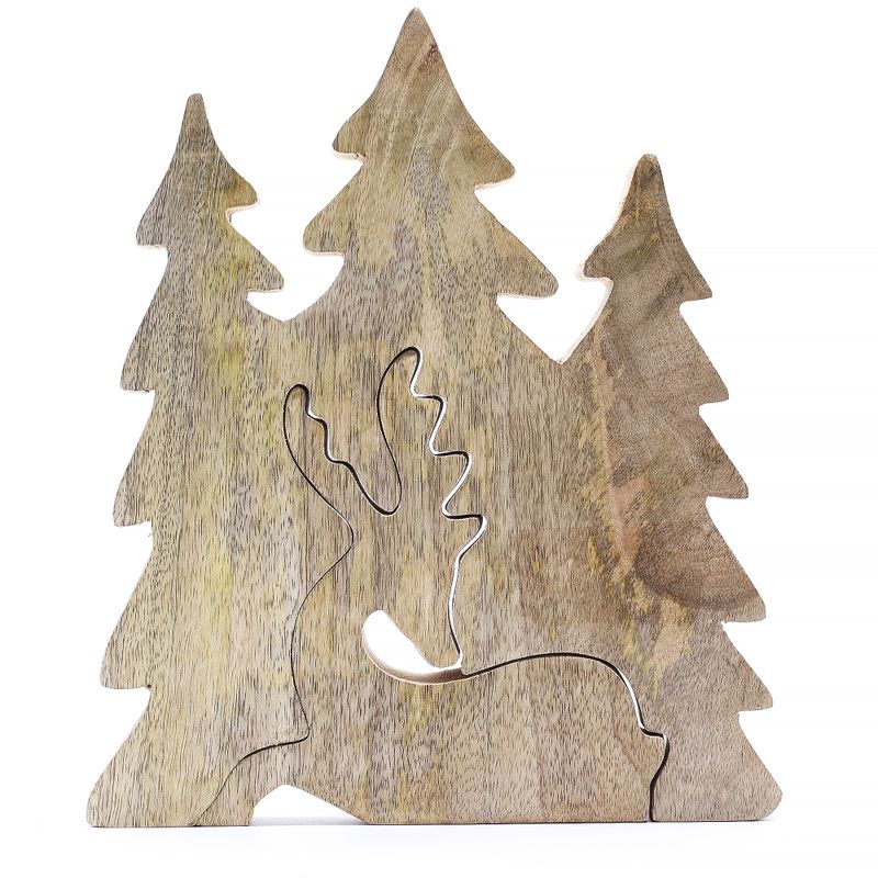Lost in the Forrest - Hert in het Bos 3D Houten Decoratie - 23x20cm