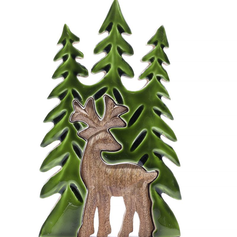 Lost in the Forrest - Hert in het Bos 3D Houten Decoratie - 25x15cm