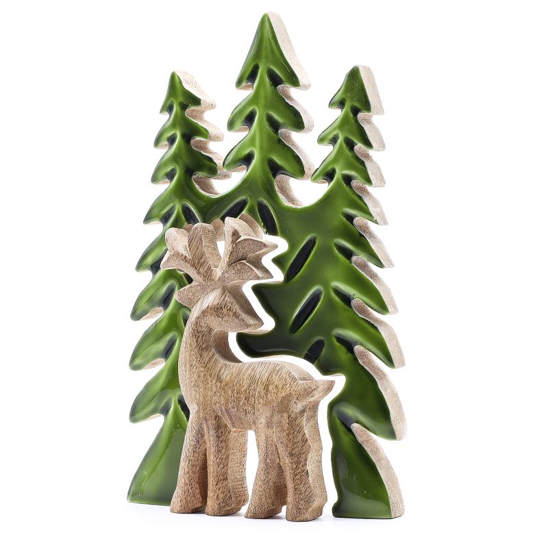 Lost in the Forrest - Hert in het Bos 3D Houten Decoratie - 25x15cm