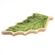 Lost in the Forrest - Emaille Blad Houten Kom - 33x17cm