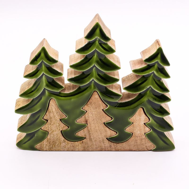 Lost in the Forrest - Drie Bomen 3D Houten Decoratie - 20x23cm
