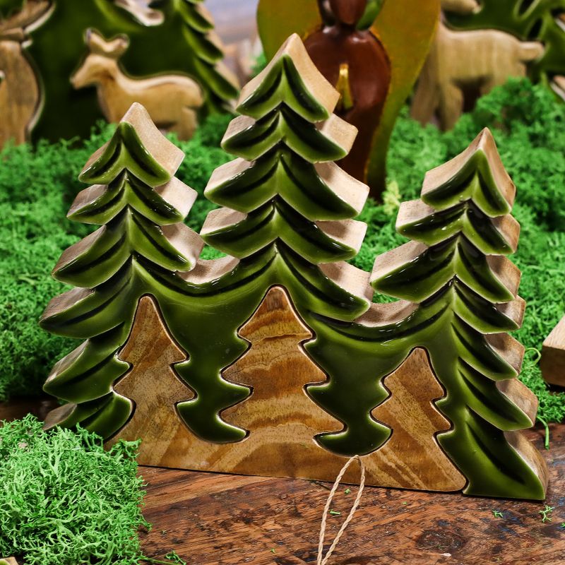 Lost in the Forrest - Drie Bomen 3D Houten Decoratie - 20x23cm