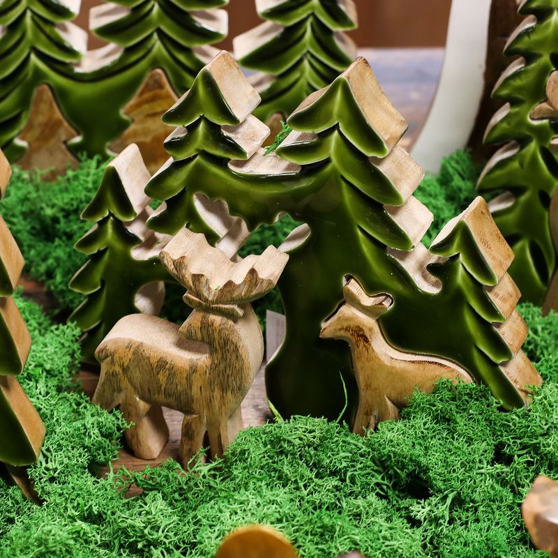 Lost in the Forrest - Twee Herten in het Bos 3D Houten Decoratie - 18x23cm