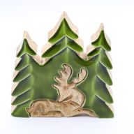 Lost in the Forrest - Hert in het Bos 3D Houten Decoratie - 23x20cm