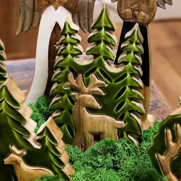Lost in the Forrest - Hert in het Bos 3D Houten Decoratie - 25x15cm