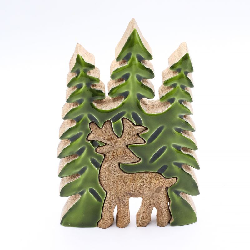 Lost in the Forrest - Hert in het Bos 3D Houten Decoratie - 25x15cm