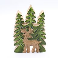 Lost in the Forrest - Hert in het Bos 3D Houten Decoratie - 25x15cm