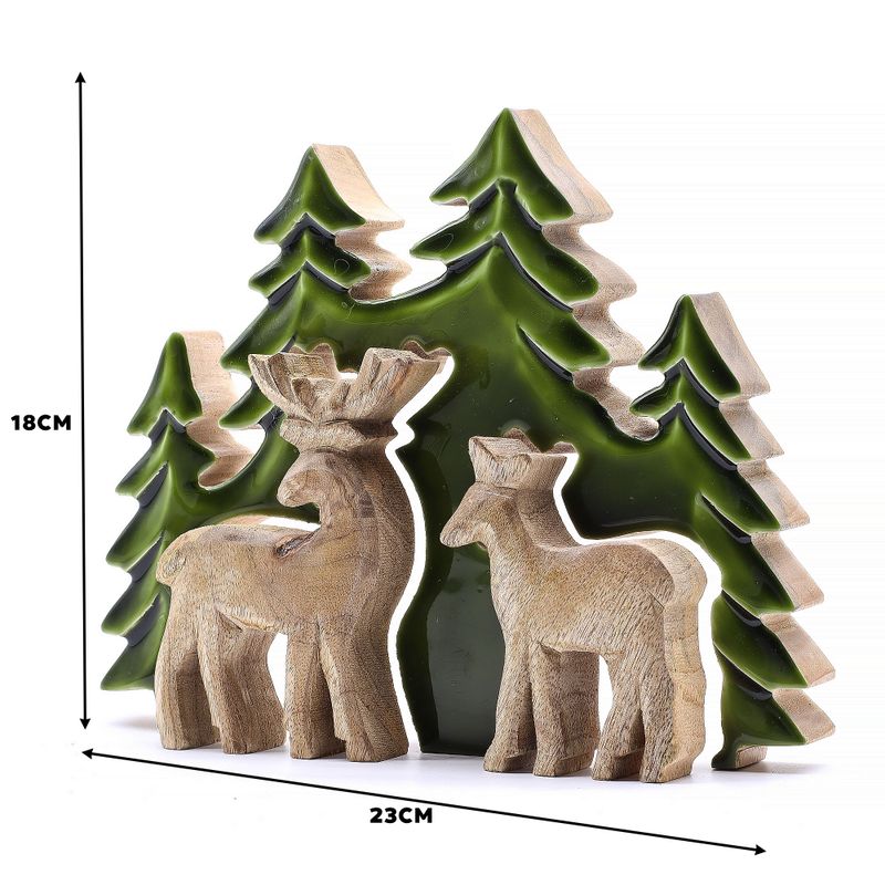 Lost in the Forrest - Twee Herten in het Bos 3D Houten Decoratie - 18x23cm