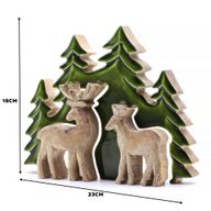 Lost in the Forrest - Twee Herten in het Bos 3D Houten Decoratie - 18x23cm