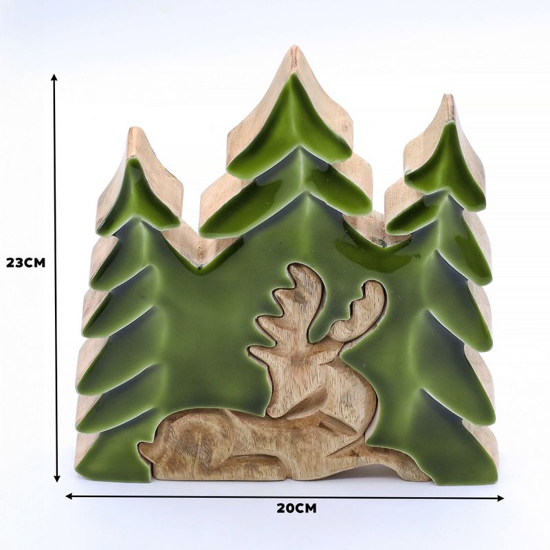 Lost in the Forrest - Hert in het Bos 3D Houten Decoratie - 23x20cm