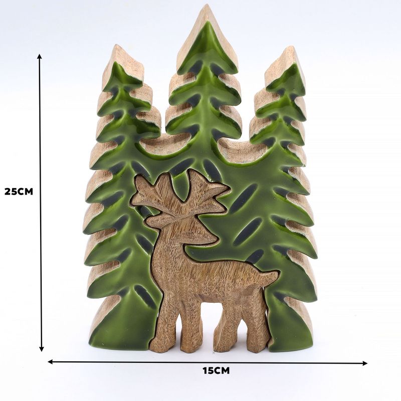 Lost in the Forrest - Hert in het Bos 3D Houten Decoratie - 25x15cm