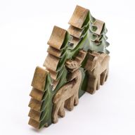 Lost in the Forrest - Twee Herten in het Bos 3D Houten Decoratie - 18x23cm