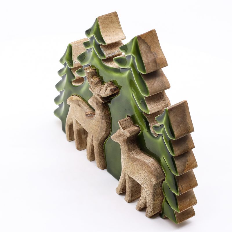 Lost in the Forrest - Twee Herten in het Bos 3D Houten Decoratie - 18x23cm