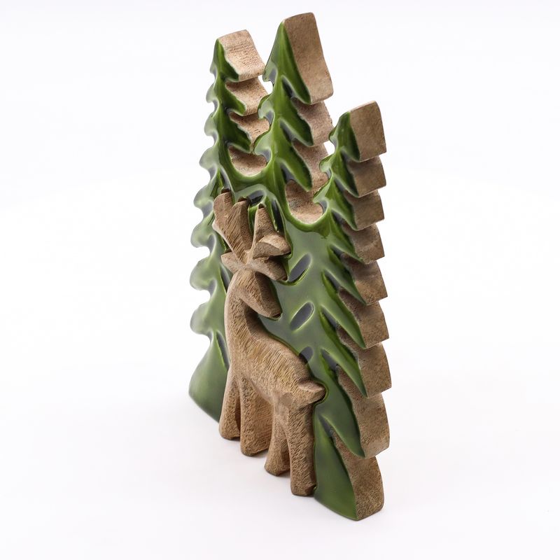 Lost in the Forrest - Hert in het Bos 3D Houten Decoratie - 25x15cm