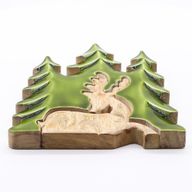 Lost in the Forrest - Hert in het Bos 3D Houten Decoratie - 23x20cm
