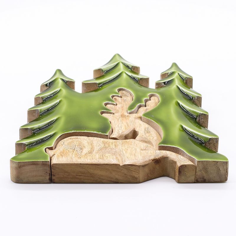 Lost in the Forrest - Hert in het Bos 3D Houten Decoratie - 23x20cm
