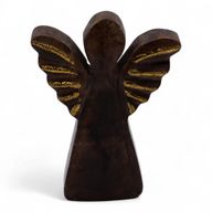Kleine Mango Houten Engel - Gouden Decor - 12cm